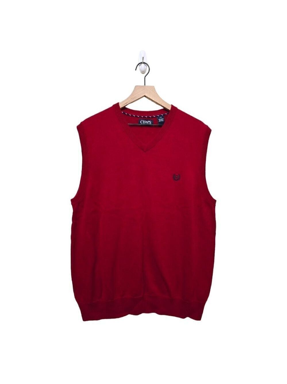 Chaps Red Sleeveless V-Neck Cotton Sweater Vest Sz L
